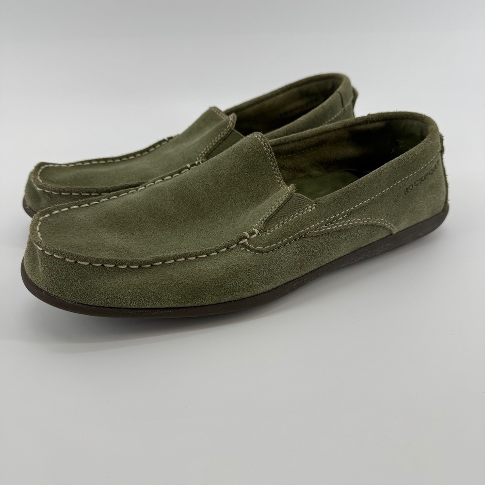 Rockport Men's Olive‎ Suede Slip On Loafer Shoes Size 8.5 Adi Prene Soles
